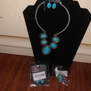 River ride blue 2 necklace set